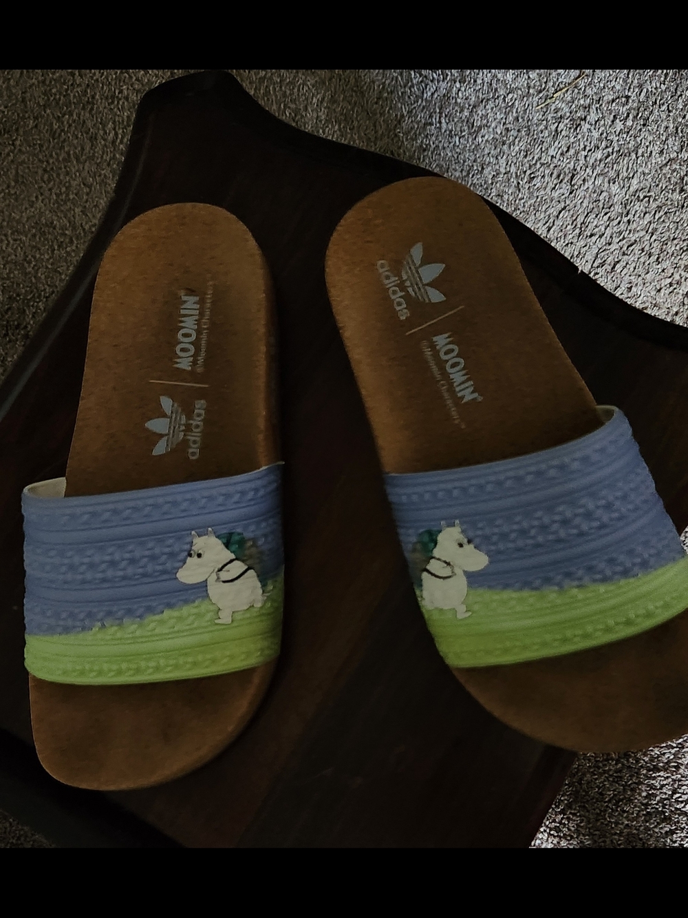 adidas x Moomin Lavender & Lime Slide Sandals Womens Size 5 - Picture 3 of 5